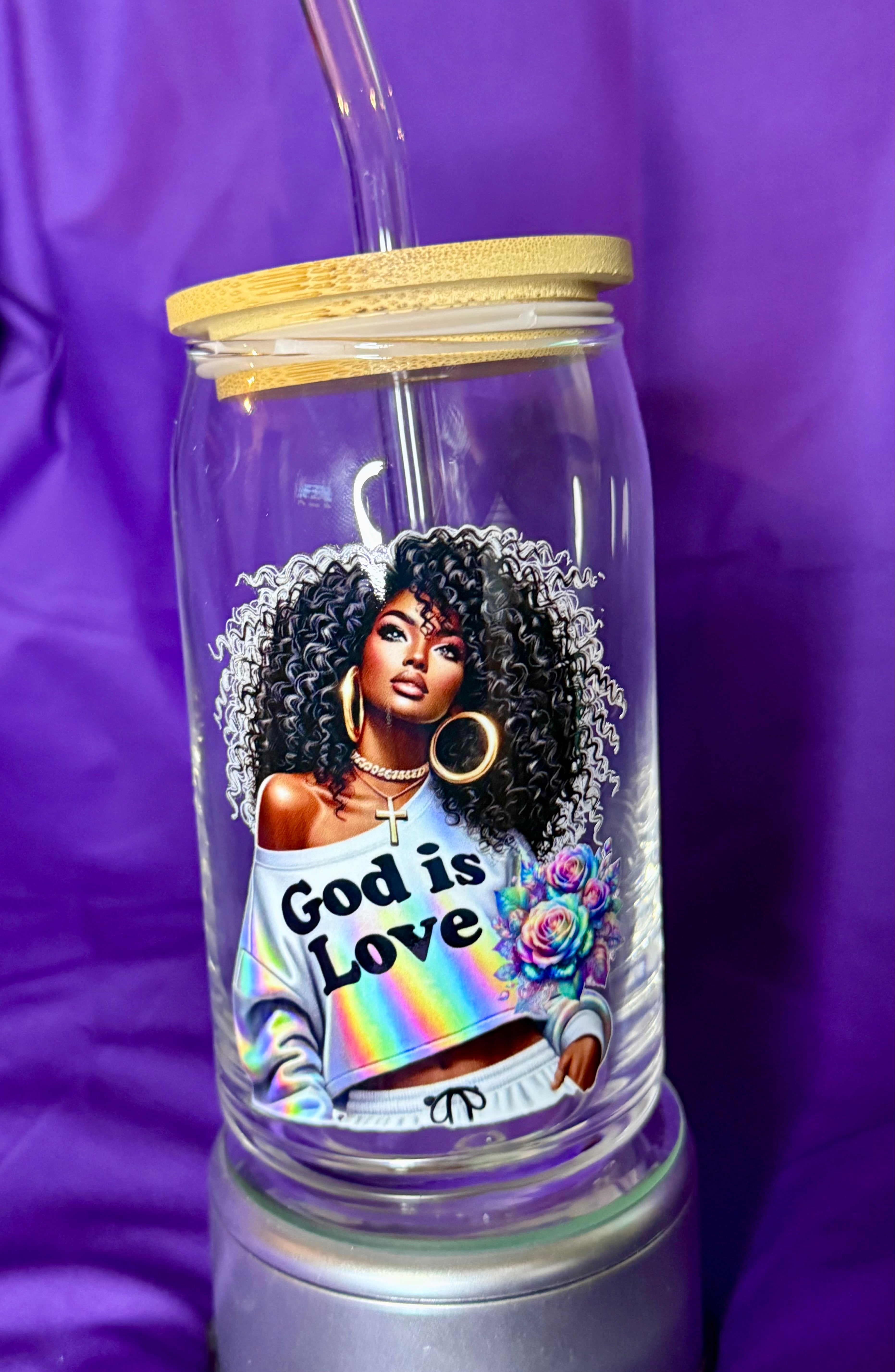 💜 "God Is Love" Can Glass
